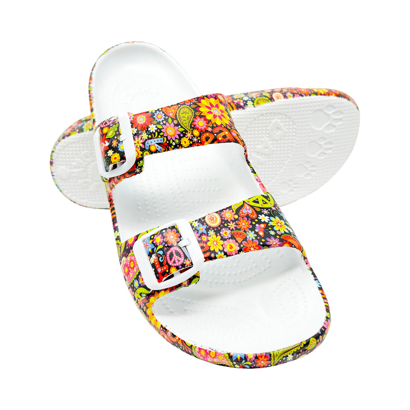 Women's PAW Print Adjustable 2-Strap Sandals - Feelin' Groovy