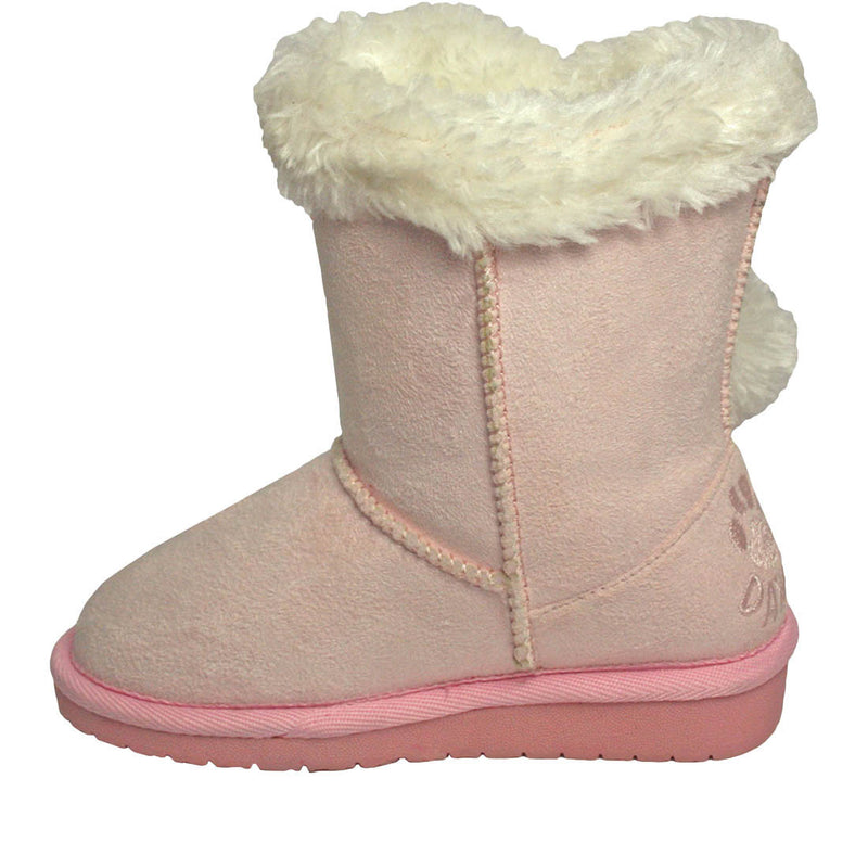Toddlers' Side Tie Microfiber Boots - Pink