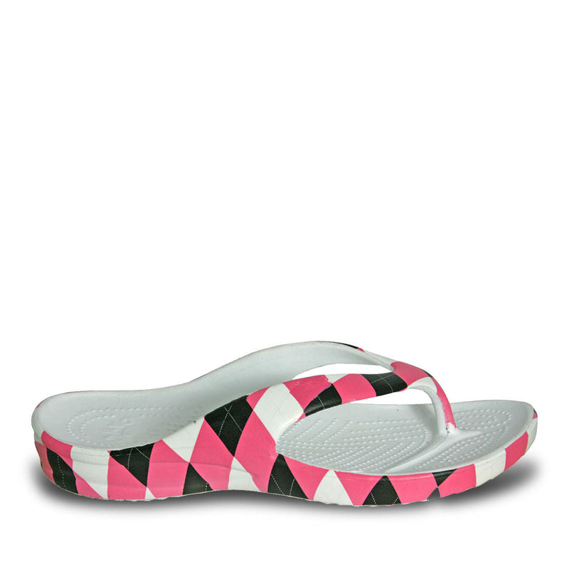 Women's Loudmouth Flip Flops - Pink and Black Tile